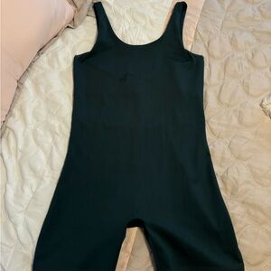 GIRLFRIEND COLLECTIVE Bodysuit XL Green Unitard Biker Shorts Pull On Athleisure